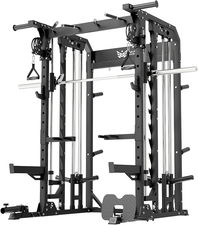 B52 Machine Home Gym with Power Rack, Cable Crossover, Dual Pulley System, Landmine, and Multi-Grip Pull-Up Bar – Heavy-Duty Fitness Equipment for Strength Training and Full-Body Workouts
