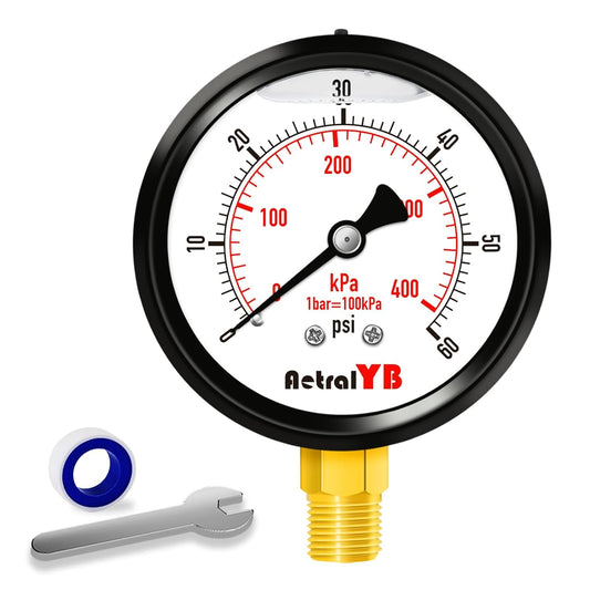 60 Psi 304 Stainless Steel,Glycerin Filled, 2.5" Dial, 1/4" NPT Lower Mount, Pool Pump Pressure Gauge Replacement for Swimming Pool, Spa and Aquarium Valve Filter, IP67 Waterproof