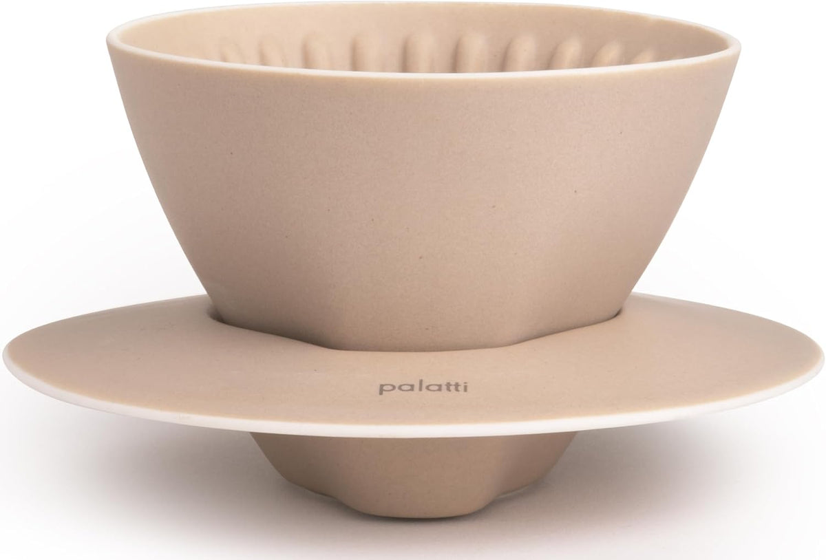 palatti Terra Porcelain Pour Over Coffee Dripper, Ceramic Pour Over Coffee Maker, Adapt to 102 or #2 Trapezoid Cone Filters, Slower Flow Rate, Interchangeable Wall and Base, 1-4 cups
