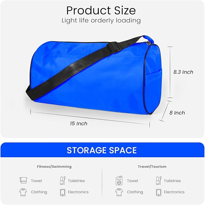 C&F BOGMOST Small Gym Bag for Women & Men,Small Lightweight Duffel Bag Carry On Bags Mini Duffel Travel Bag Waterproof Sports Bags for Workout/Sport/Travel, Blue