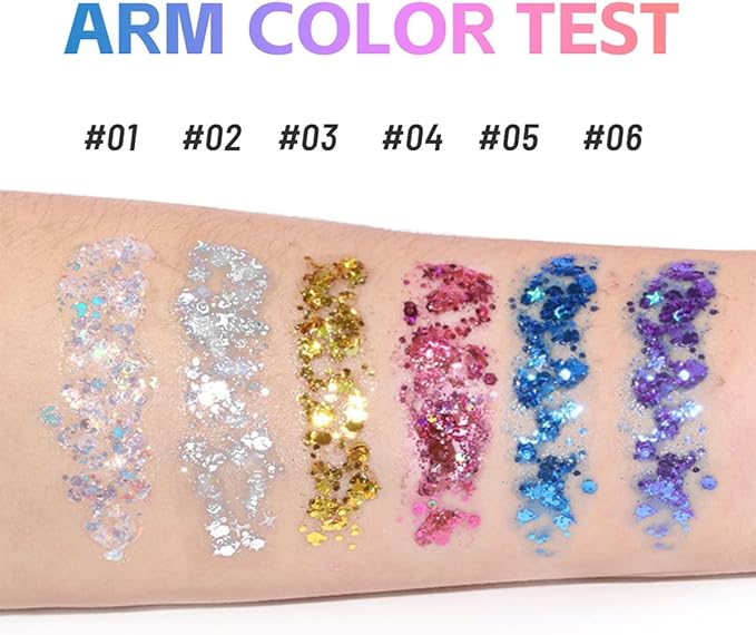 2Pcs Blue and Pink Body Glitter Stick,Face Hair Glitter Christmas Makeup,Sparkly Mermaid Sequins Hair Glitter,Waterproof Sparkle Festival Rave for Women and Girls
