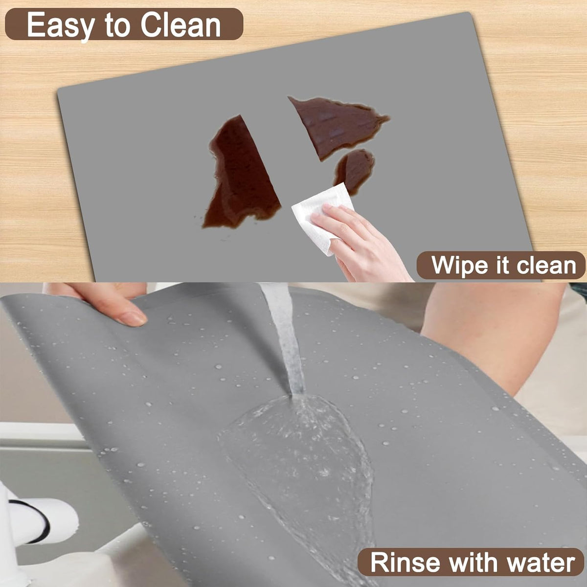 Silicone Mats for Kitchen Counter, 48"x32"(120cmx80cm) Large Heat Resistant Mat Kitchen Island Waterproof Countertop Protector Mat Nons-slip Extra Large Counter Mat, Semitransparent