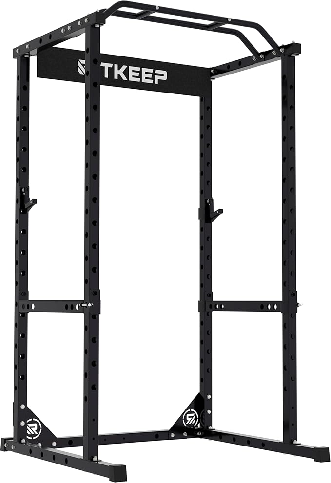 RitKeep Power Rack RMAX 2250 Multi-Function Power Cage for Strength Training - 1200lb Capacity Squat Rack with Multi-Grip Pull-Up Bar, Safety Bars, and J-Hook for Home Gym