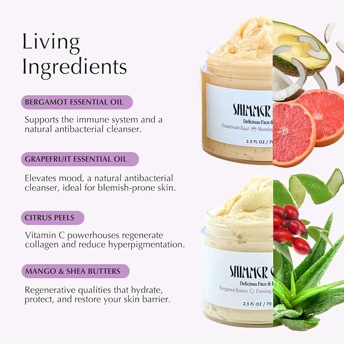 Balm Set – Grapefruit Glacé & Bergamot Beurre (2.5 oz x 2)