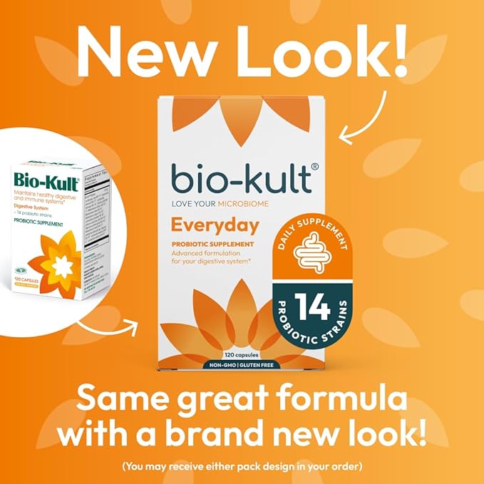 Bio-Kult Everyday Probiotics | 14 Strains | Adult Probiotic Supplement | Non-GMO, Gluten-Free | 120 Capsules
