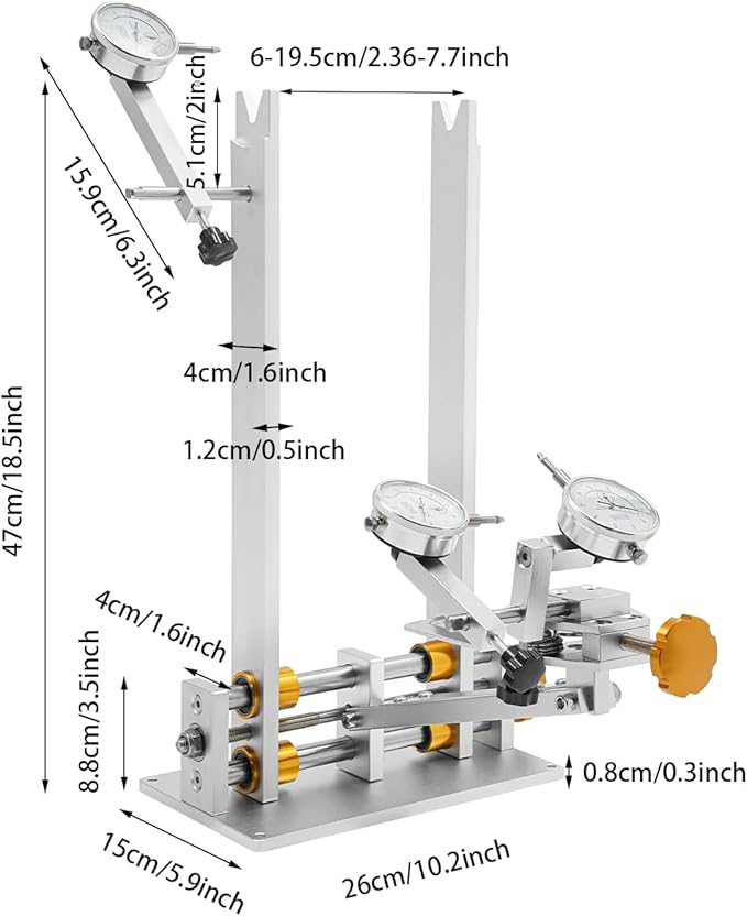Bicycle Wheel Truing Stand, Foldable Bike Repair Truing Bearing Stand with 3 High-Precision Gauges & Fixing Rod, Professional Bicycle Wheel Repair Steel Bearing Bracket Rim for Wheels up to 10"-29"