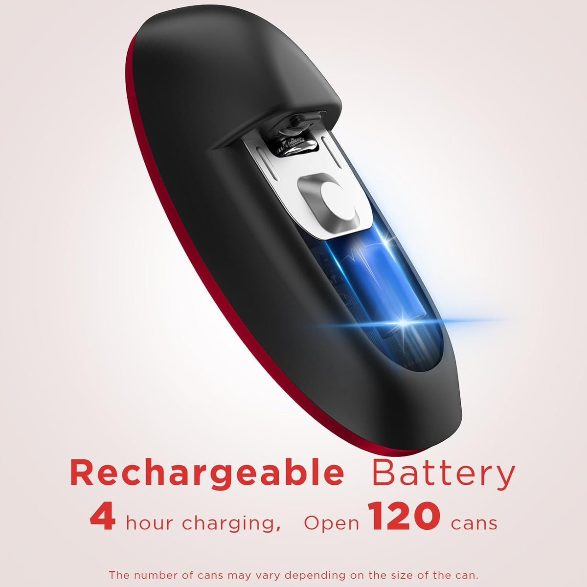 Ultrablade PRO Auto Stop Can Opener - Rechargeable Electric Can Opener for Kitchen for Seniors with Arthritis- One touch Side Cut Can Opener, Smooth Edge, Handfree, Portable Small Size, Red
