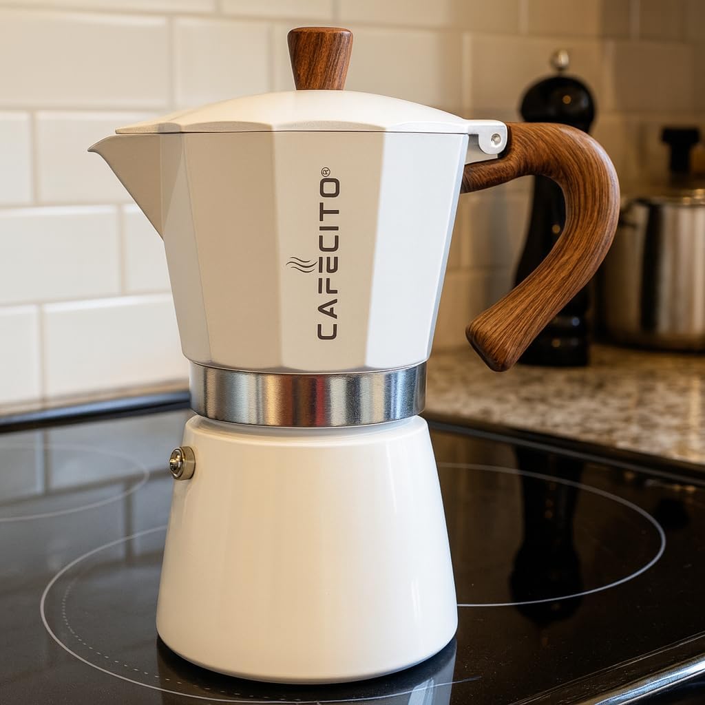 CAFECITO Moka Pot Stovetop Espresso Maker – Greca Coffee Maker, 6 Cup Crema Edition | Classic Espresso Coffee Percolator | Cafetera