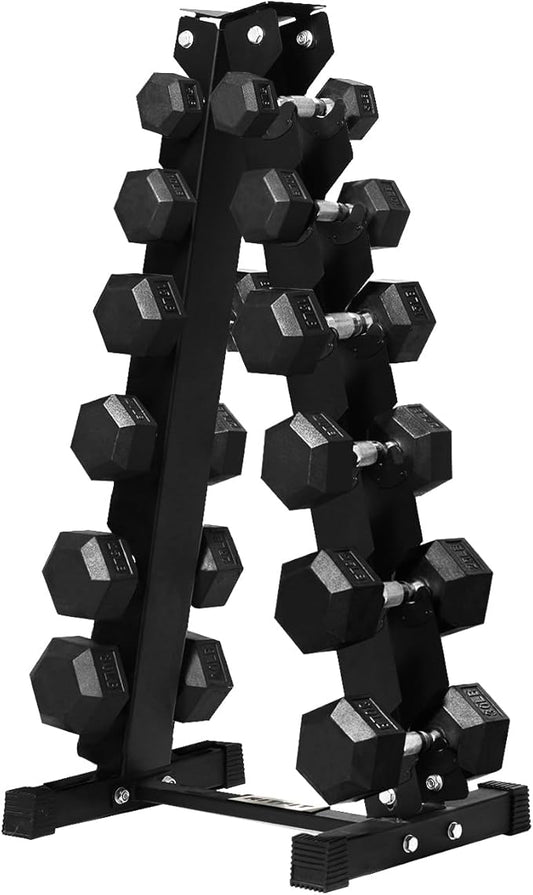 RITFIT 300/350/450/650/180/200/210 LB Rubber Hex Dumbbells Set with Optional Dumbbell Rack, Multi Weight Set to Choose, Ideal for Home Gym and Fitness