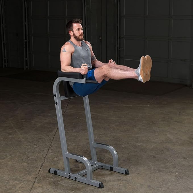 Body-Solid (GVKR60) Vertical Knee Raise with Dip Station for Abdominal and Core Training, Home and Commercial Gym