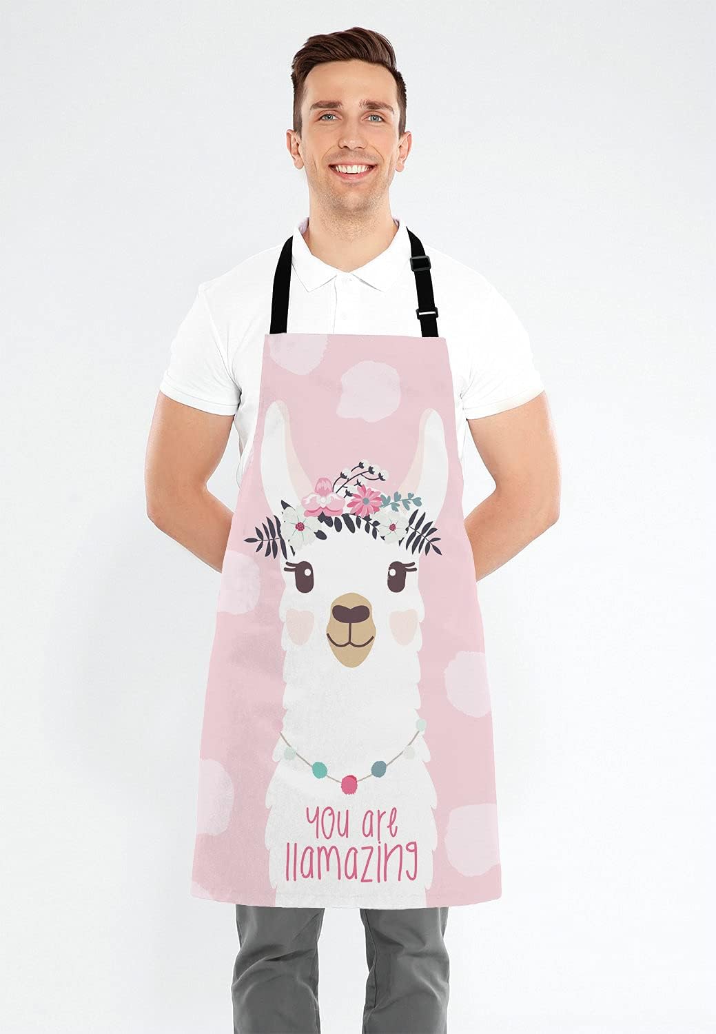 Llama with fun quote You are llamazing Bib Apron with Adjustable Neck for Men Women,Suitable for Home Kitchen Cooking Waitress Chef Grill Bistro Baking Apron