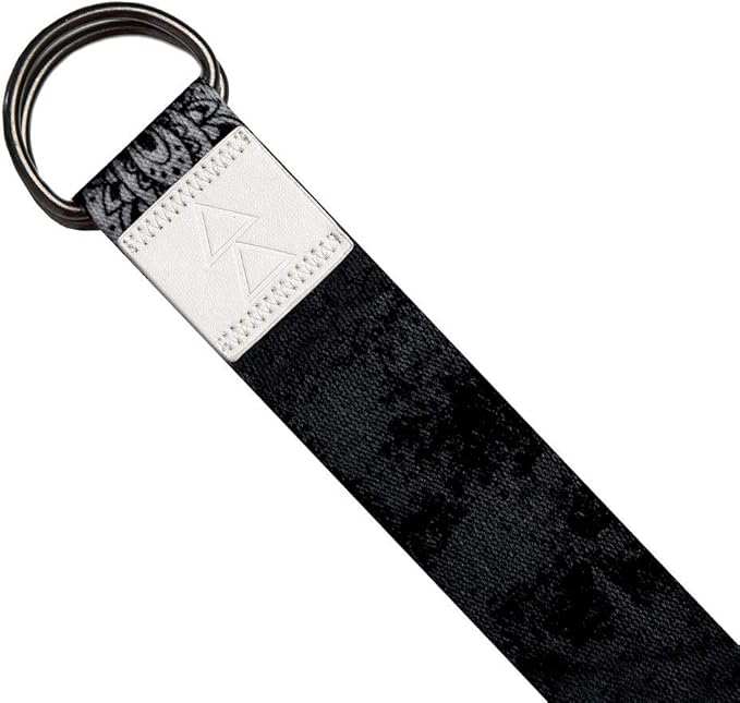 YOGA DESIGN LAB | The Yoga Strap | Luxurious, Extra Long, Super Soft, Eco Printed | Studio Quality, Adjustable | Safely Stretch Further and Hold Longer | 8 ft Long (Mandala Black, 8ft)