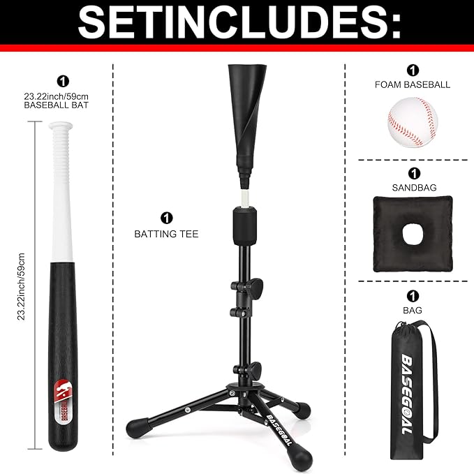 Baseball Tee for Kids,Youth Stand Set,Teeball Set,Youth Baseball,Softball Batting Tee Set,Easy Adjustable Height