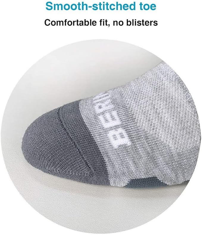 BERING Men's Ankle Socks Athletic Running Cushion Quarter (6 Pairs)