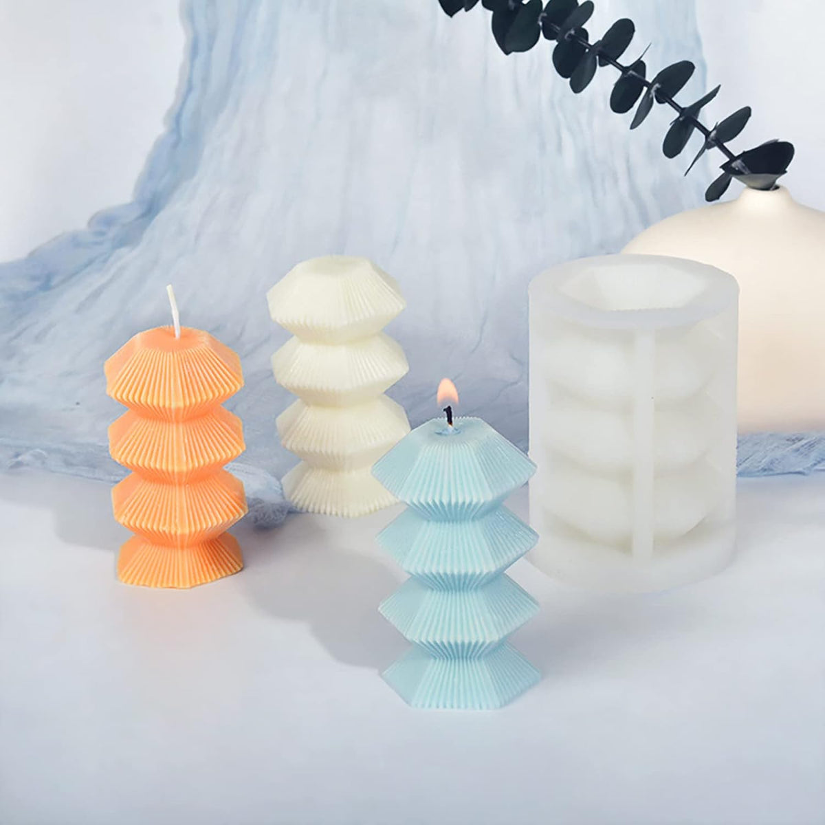 Flower Candle Mold - Cylinder & Irregular Shapes - 3D Silicone Mold for Resin Candle Making