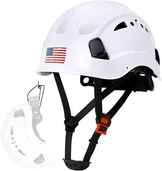 AOLAMEGS Construction Safety Hard Hat - ANSI Z89.1 Type Ι OSHA Approved Safety Helmets with Chin Straps Lightweight Reflective Vented ABS Hard Hats For Men Women Industrial Workwear 6-point Suspension