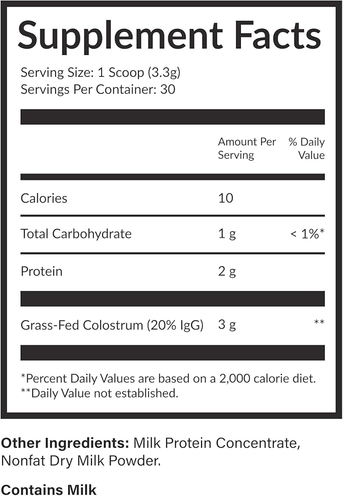Beam Colostrum Powder – Gut Health, Immune Support & Recovery Supplement – 3g per Serving – Grass-Fed, Third-Party Tested, Pure Whole Bovine Colostrum – No Fillers, Non-GMO, 30 Servings