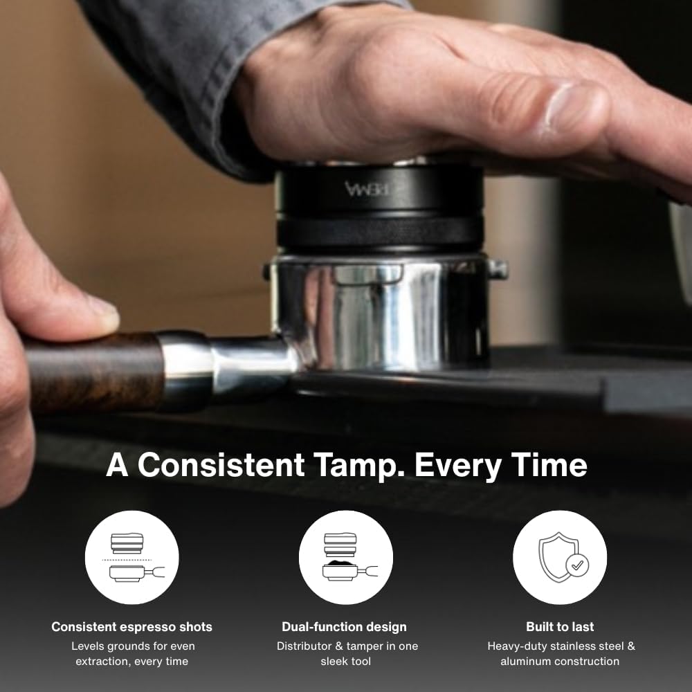cream coffee products 58.5mm 2 in 1 tamper and distributor black beautiful espresso hand tampers