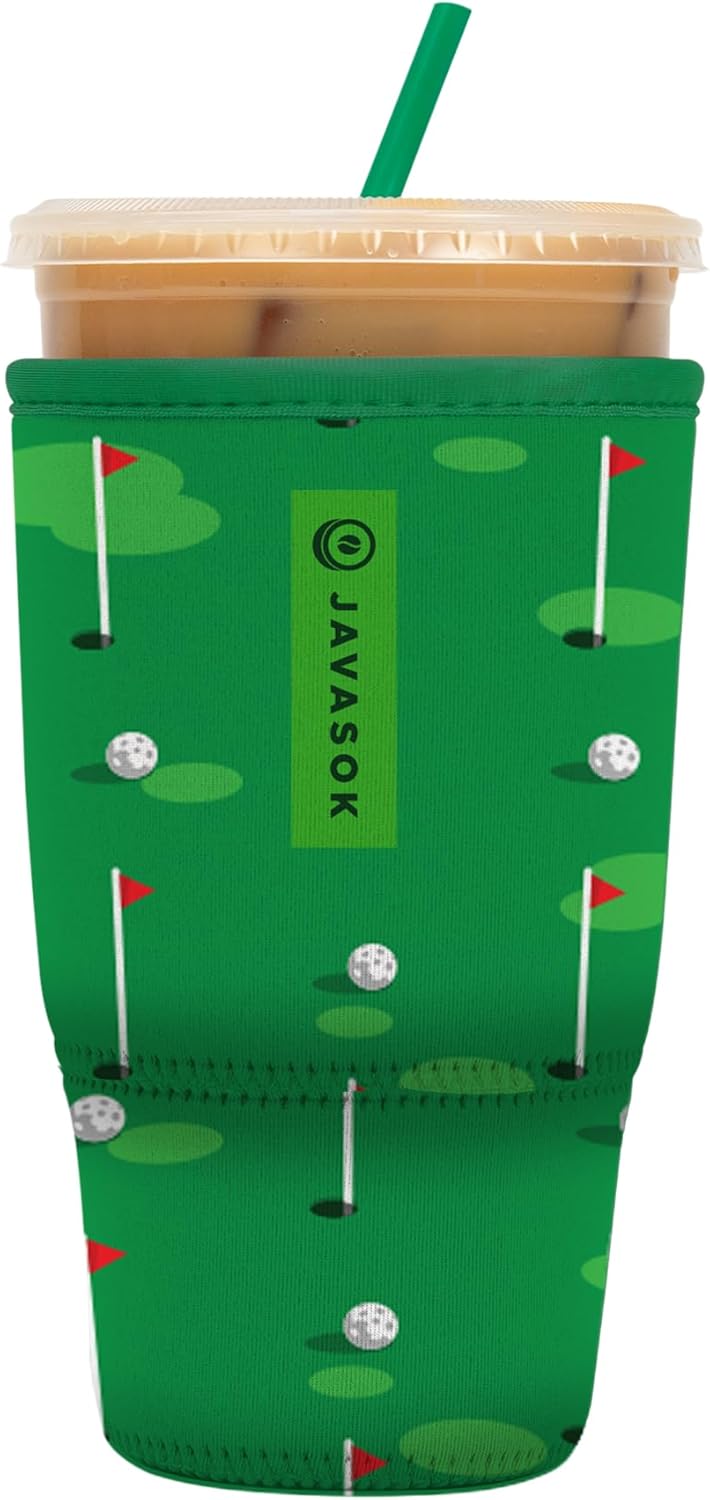 Sok It JavaSok Iced Coffee & Cold Soda Insulated Neoprene Cup Sleeve (Golf, Large: 30-32oz)