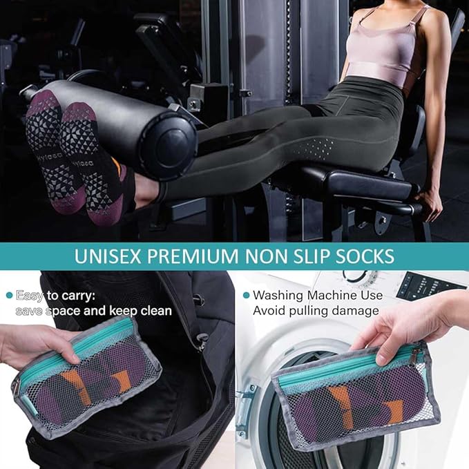 Hylaea Unisex Non Slip Socks with Grip for Yoga, Hospital, Pilates, Barre | Ankle, Cushioned