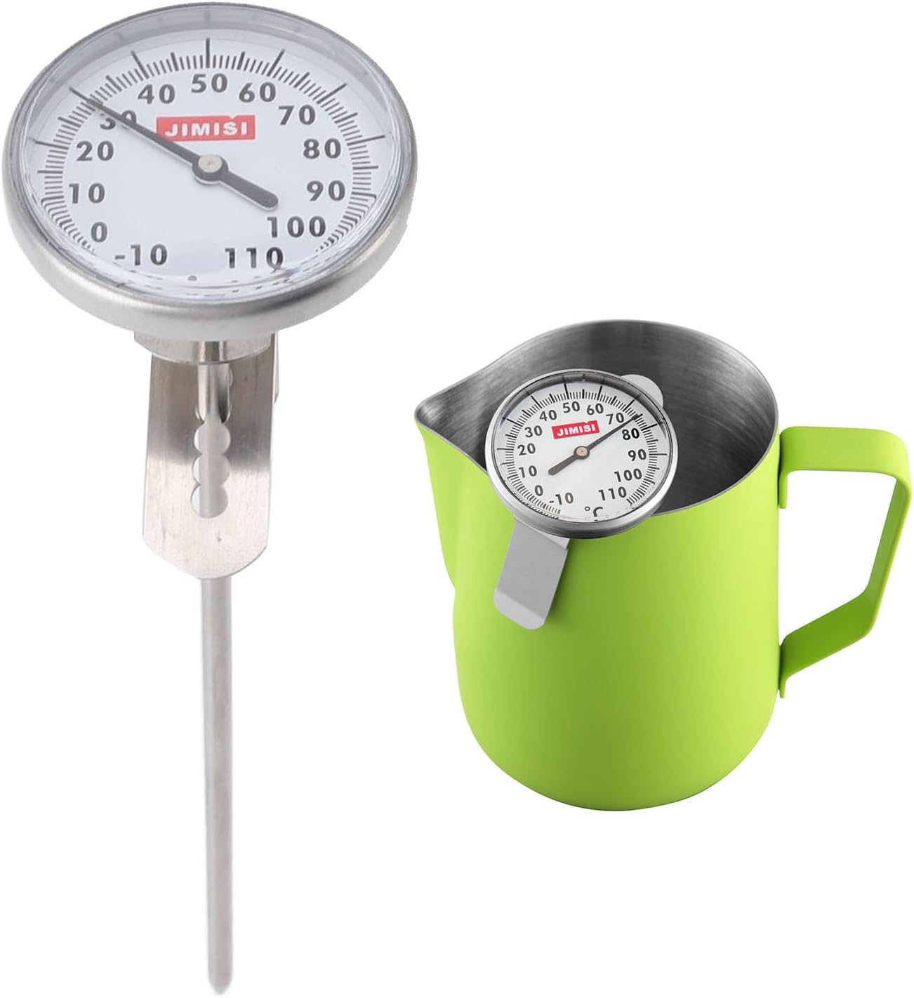 7.7 Inch Milk Thermometer for Steaming Milk, Water Milk Coffee Liquid Thermometer, Professional High Accuracy Stainless Steel Dial Thermometer for Coffee Drinks Chocolate Milk
