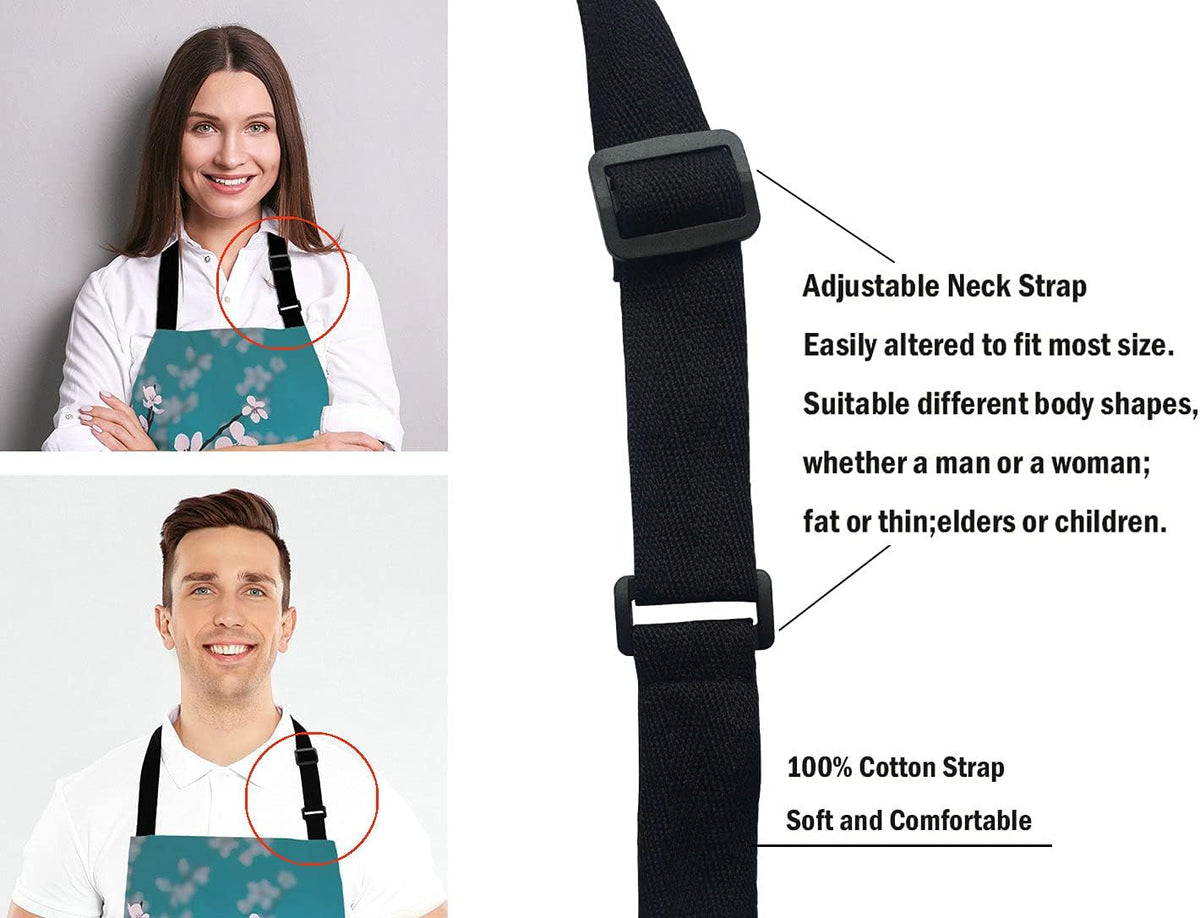 Spring Japanese Flowers Kitchen Cooking BBQ Chef Apron,Funny Apron for Men, Women - Dad Presents, Presents for Men - Birthday, Mothers Day Presents for Mom, Wife, Husband, Brother, Friends