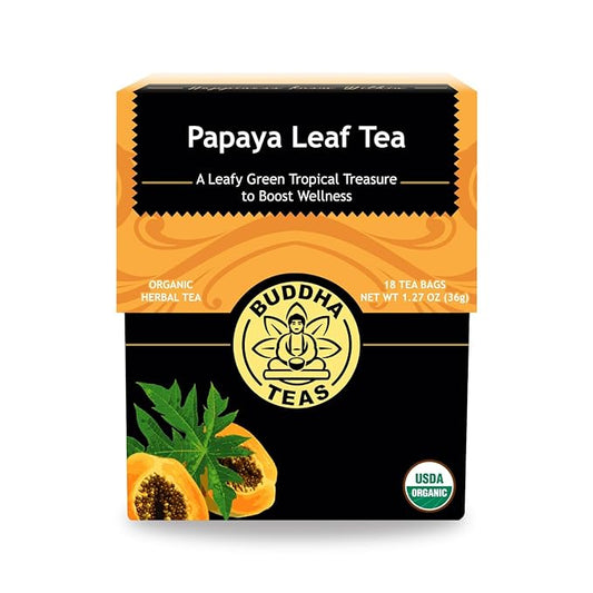Buddha Teas Organic Papaya Leaf Tea - OU Kosher, USDA Organic, CCOF Organic, 18 Bleach-Free Tea Bags