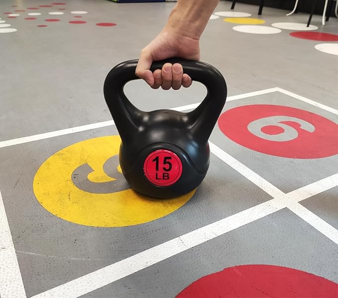 Wide Grip 3-Piece Kettlebell Exercise Fitness Weight Set, Include 5 lbs, 10 lbs, 15 lbs and 20 lbs, Set of 3 or Set of 4