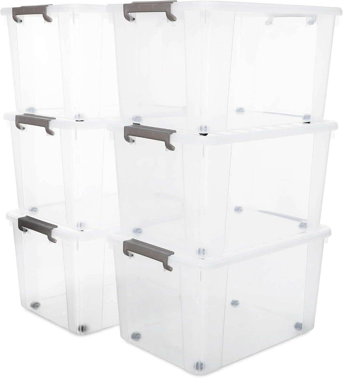 Citylife 6 Packs 69 QT Plastic Storage Bins with Lids Large Stackable Storage Containers for Organizing Clear Storage Box for Garage, Closet, Kitchen