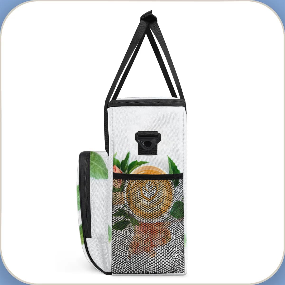 coffee beans cup flower Coffee Maker Carring Bag Travel Carrying Storage Tote Bag Compatible with Keurig K-Mini or K-Mini Plus Portable Single Serve Coffee Brewer Case with Pockets for K-cup Pods