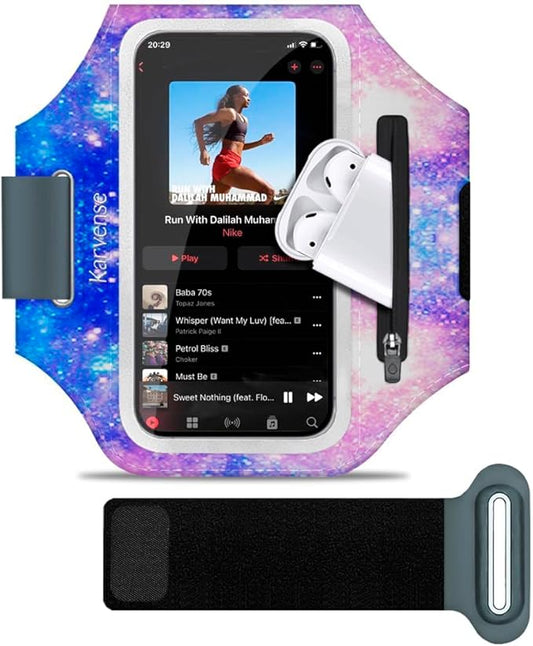 Arm Band for Phone for Running, Phone Holder for Running for iPhone & Samsung Galaxy, Cell Phone Armband Holder for Walking, Gym, Workout, w/Adjustable Strap & Zipper Pocket (Purple-S)