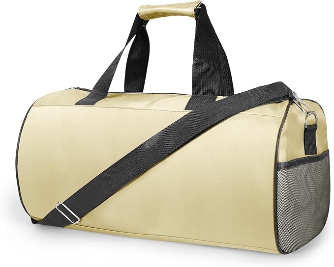 C&F BOGMOST Small Gym Bag for Travel & Duffel - 17 Inch Lightweight Carry On Bag for Men & Women, Mini Duffel Bag,Perfect for Sports, Weekend Trips, and Overnight Stays, Beige