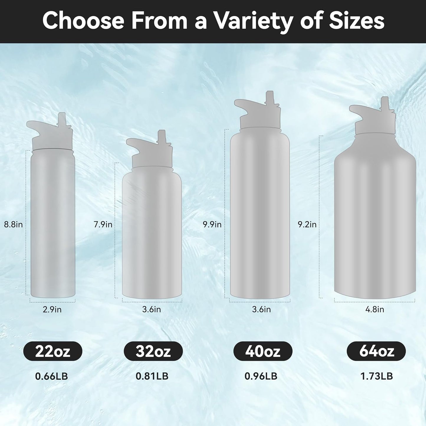 HASLE OUTFITTERS 40oz Stainless Steel Water Bottle, Vacuum Insulated Double Walled Leak Proof Sports Water Bottle with 2 Lids (Straw and Spout Lid) Keep Cold and Hot(Blue Black Gradient,1)