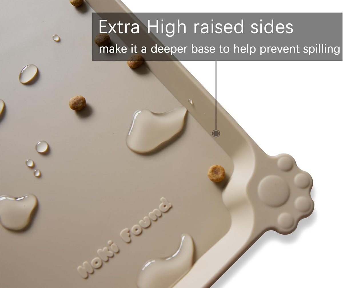 Hoki Found L Silicone Non Slip Pet Dog Cat Bowl Mats - Placemat - Feeding Mat - Waterproof - For Carpet - Tan