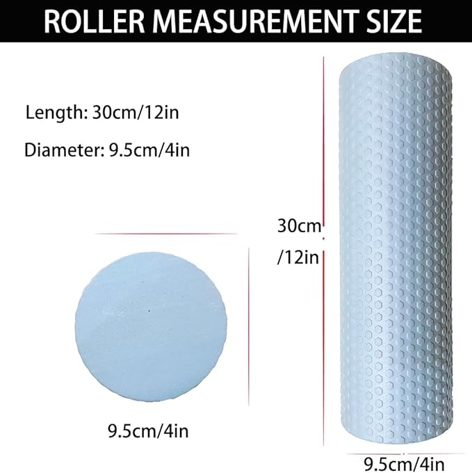 EVA Massage Roller, Recovery Foam Roller, Medium Density Light Blue Trigger Point Massage Roller for Deep Tissue Excercise, Physical Therapy, Muscle Restoration, 12" X 4" Round