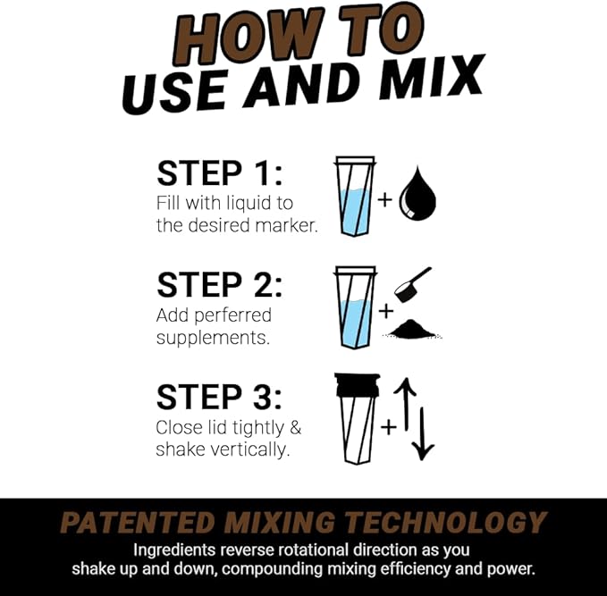 HELIMIX 2.0 Vortex Blender Shaker Bottle Holds upto 28oz | No Blending Ball or Whisk | USA Made | Portable Pre Workout Whey Protein Drink Shaker Cup | Mixes Cocktails Smoothies Shakes | Top Rack Safe