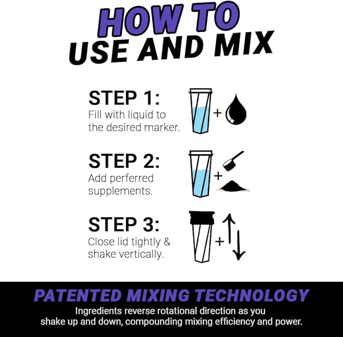 HELIMIX 1.5 Vortex Blender Shaker Bottle Holds Upto 20oz | No Blending Ball or Whisk | USA Made | Portable Pre Workout Whey Protein Drink Shaker Cup | Mixes Cocktails Smoothies Shakes | Top Rack Safe