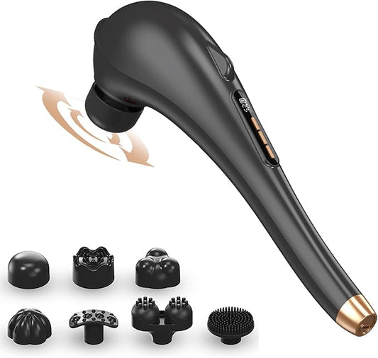 Back Massager for Pain Relief, Portable Cordless Massager with Type-C Charging, Deep Tissue Back Massage Machine, Hand Held Massage Tool, Body Relaxation Handheld, Rechargeable