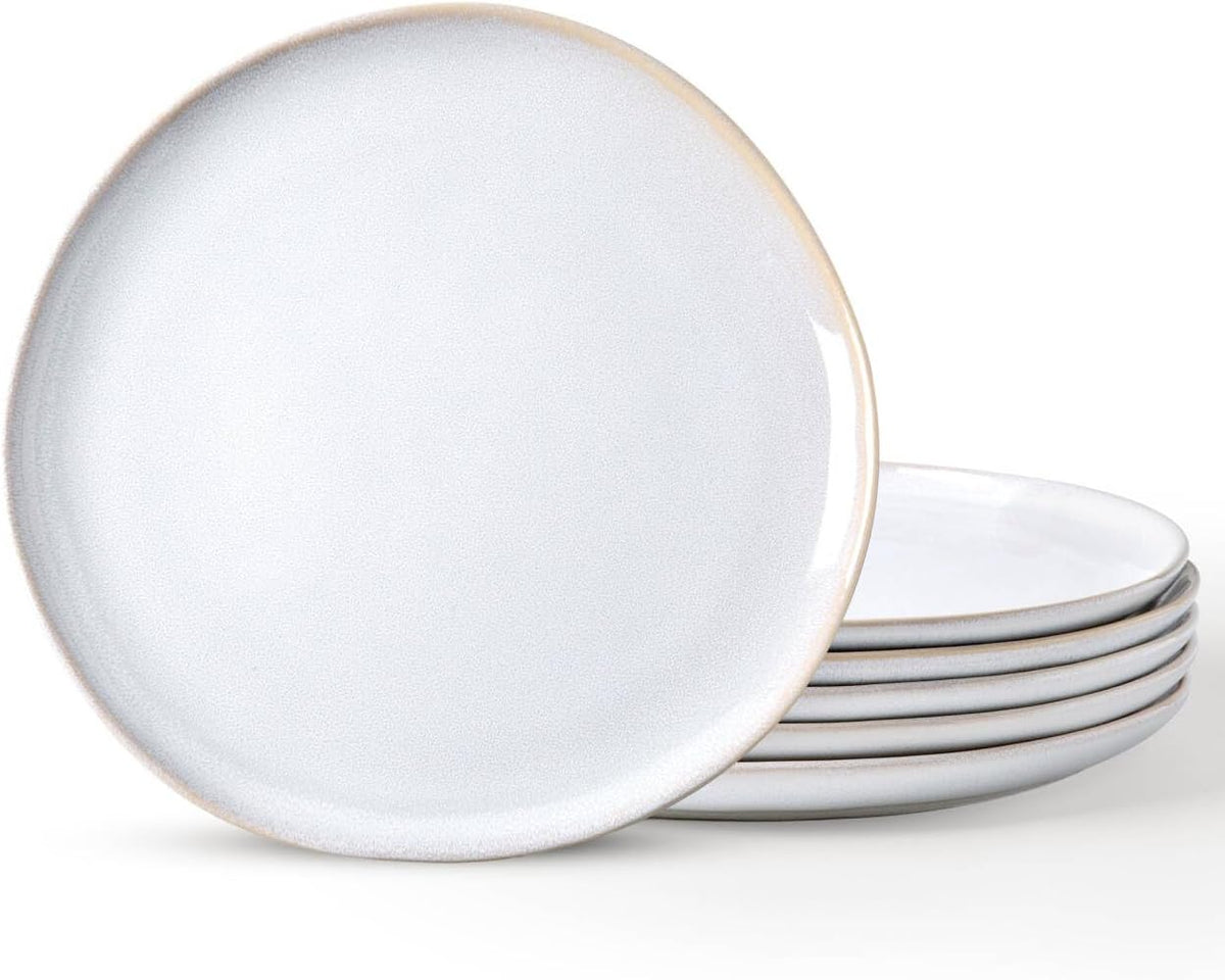 AmorArc Ceramic Dinner Plates Set of 6, 10.5 Inch Handmade Reactive Glaze Stoneware Plates, Rustic Shape Dinnerware Dish Set for Kitchen, Microwave & Dishwasher Safe, Scratch Resistant