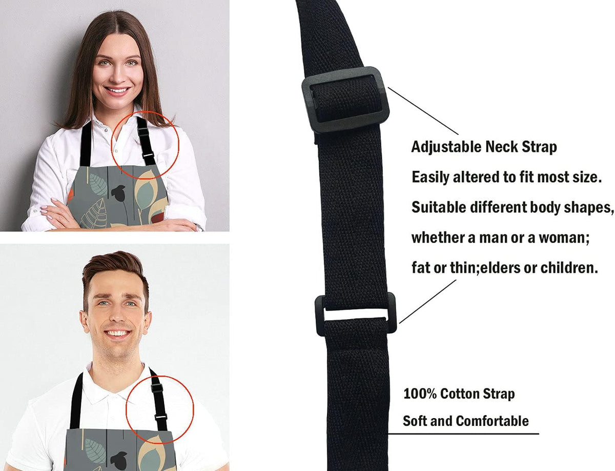 Poppy flowers Bib Apron with Adjustable Neck for Men Women,Suitable for Home Kitchen Cooking Waitress Chef Grill Bistro Baking Apron