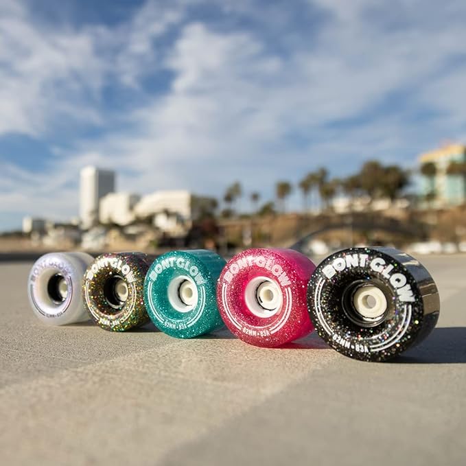 Bont Skates - Glow Light Up LED Quad Roller Skate Wheels - Recreational Street Outdoor Skating - 62x35mm 83A - Set of 4 Wheels (Obsidian Black)