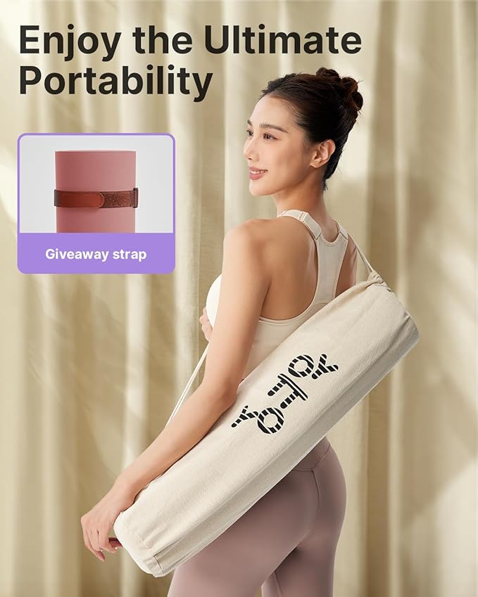 YOTTOY Yoga Mat,Non-Slip Hot Yoga Mat with Anti-Tear Design and Friendly Natural Rubber Mat with Strap and Bag