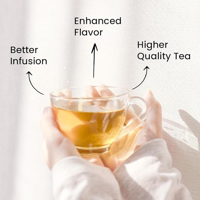 Blendart Blossom Blush Rose White Tea Bags Delicate Caffeinated Tea Made from Fresh Leaves. Natural Premium White Tea Bags -50 Pyramid Tea Bags