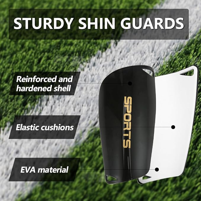 3 Pairs Mens Grip Soccer Socks, 3 Pairs Shin Sleeves with 1 Pack Shin Guards and 4 Shin Straps, Soccer Football Game Set 11 Pcs