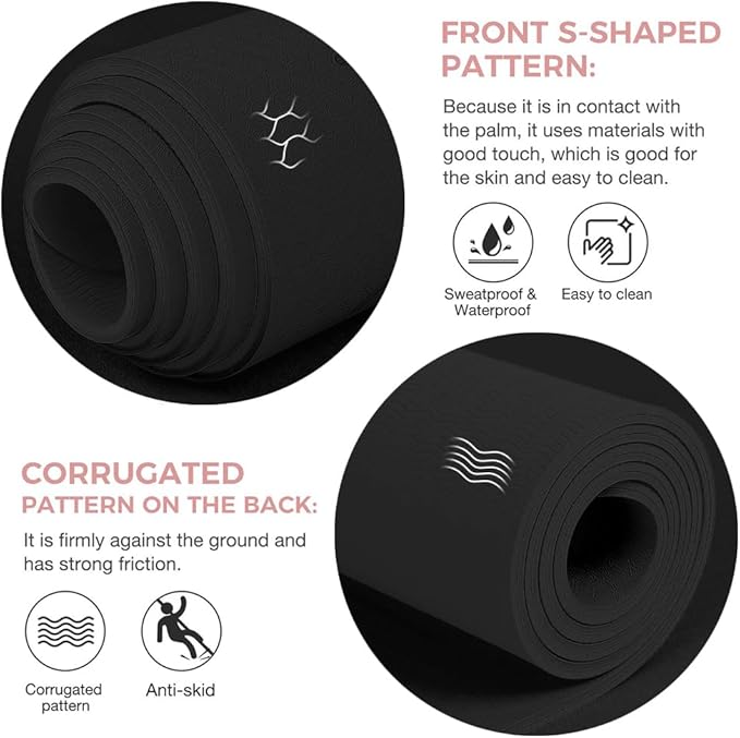 Yoga Mat Non Slip TPE Extra Wide Yoga Mat with Alignment Mark, 72"L x 32"W x 0.32"/0.24"Th (183cm x 81cm x 8mm/6mm), Anti-Tear Exercise Mat with Carrying Strap and Bag, Workout Mats for Yoga, Pilates