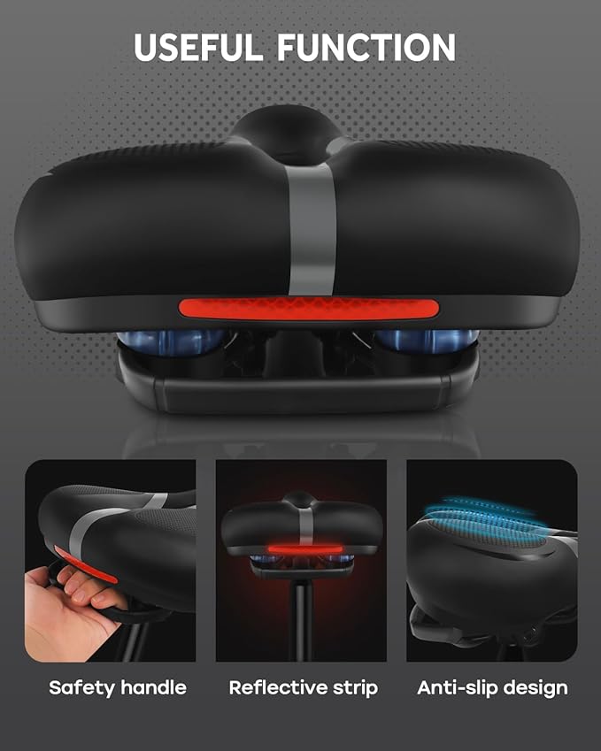 Bicycle Seat Replacement, Bike Seat for Men and Women, Comfort Wide Bike Saddle Memory Foam Padded Soft Bike Seat Cushion Compatible with Peloton, Mountain, City Bikes, Indoor Exercise Bikes