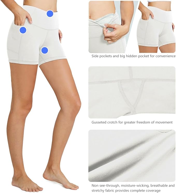 baleaf Women's 8"/ 5"/ 3" Biker Shorts High Waist Yoga Workout Gym Running Volleyball Spandex Shorts with Pockets