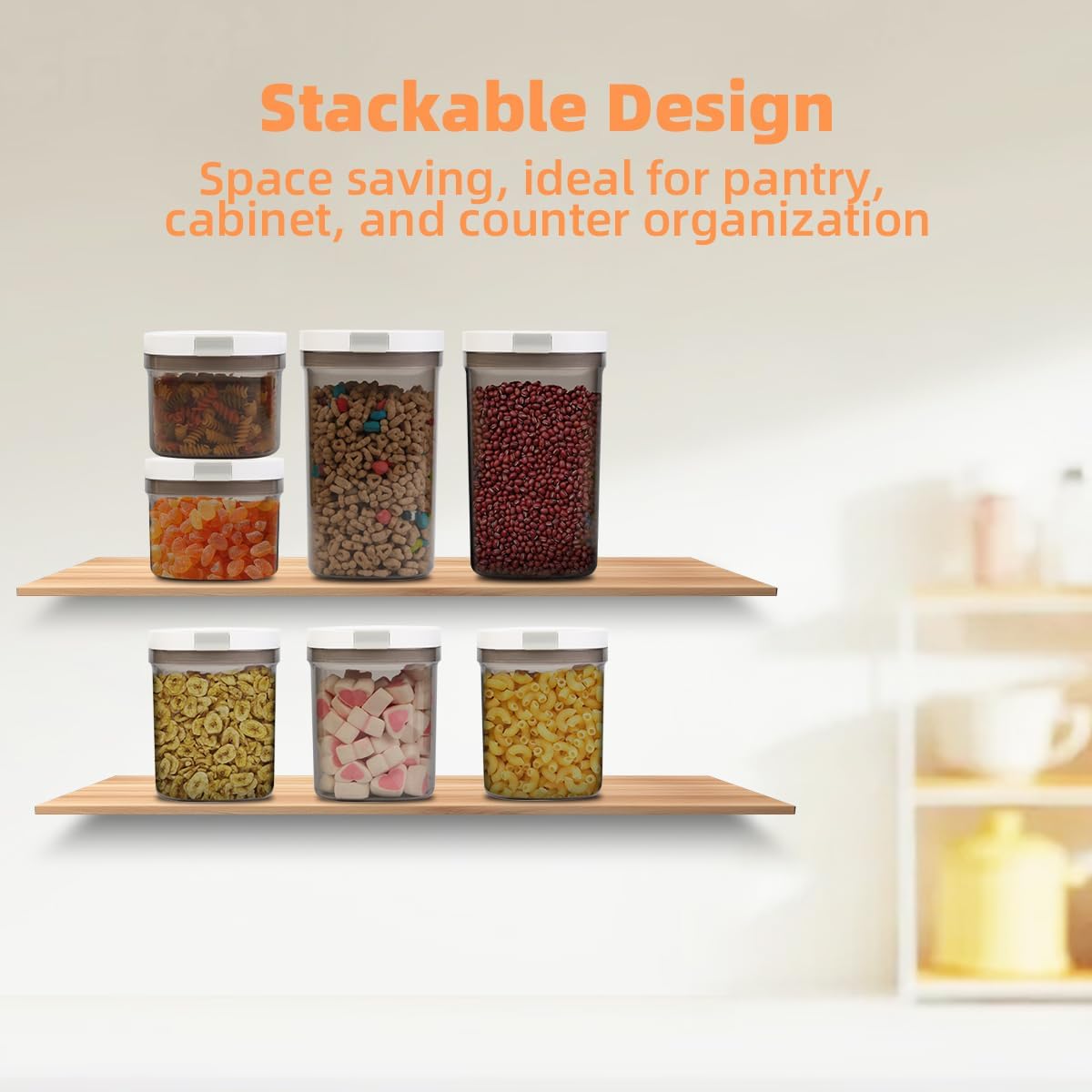 4PCS Coffee Storage Containers, BPA Free Plastic Kitchen Canisters Set for Ground Coffee, Spices, Herbs, Candy, Snacks, FA-G310074