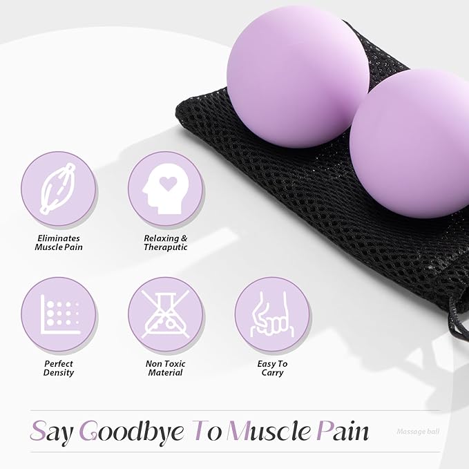 Massage Lacrosse Balls for Myofascial Release,Yoga Deep Tissue Massage,Trigger Point Therapy and Foot Plantar Fasciitis,Muscle Soreness Massager Ball (2 Packs) (Blue)