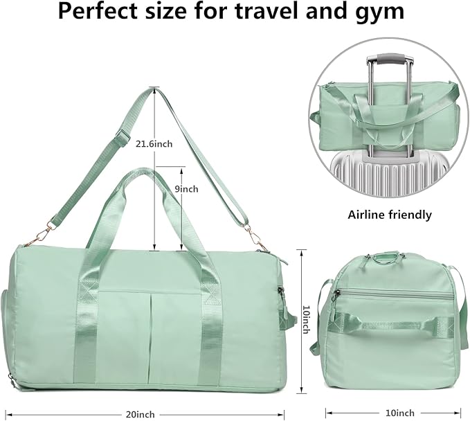 MABROUC Duffle Bag For Women, Sports Duffel Bag for Gym with Wet Pocket & Shoe Compartment, Overnight Weekender Travel Bag